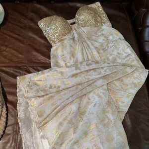 La Femme Gold Sequin Prom Dress